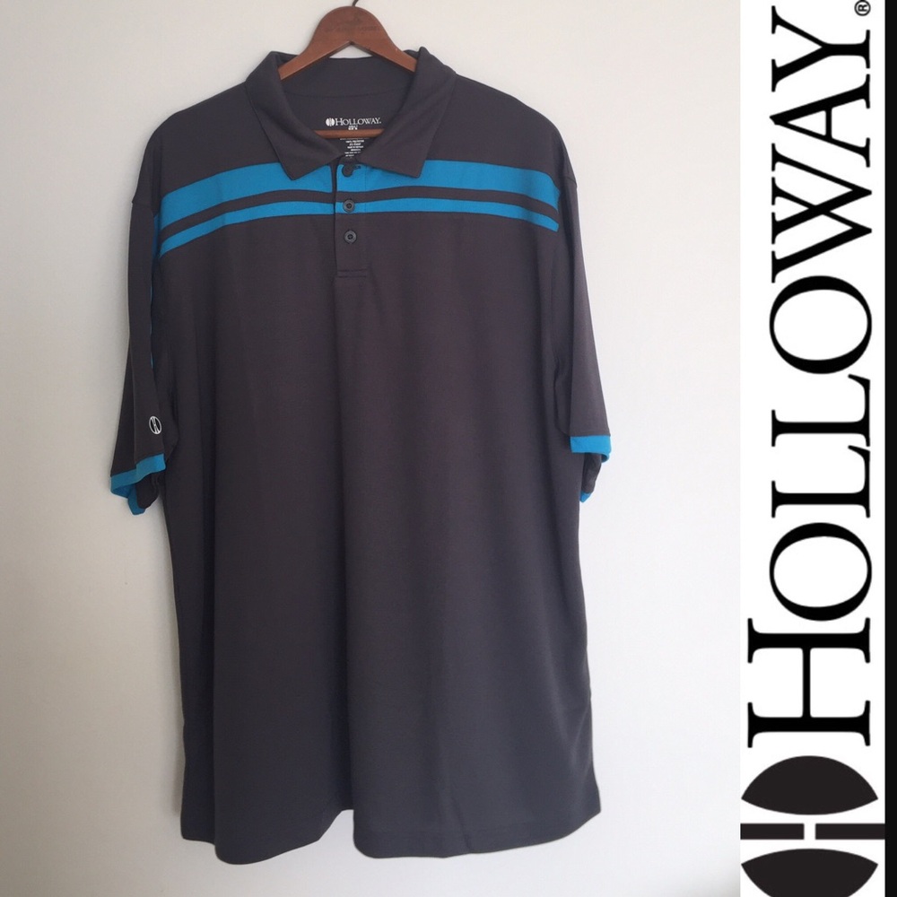 Men's Holloway Polo‎ XL Charcoal & Blue NWOT